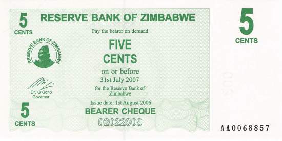 5 Cents Zimbabwe p.34 2006